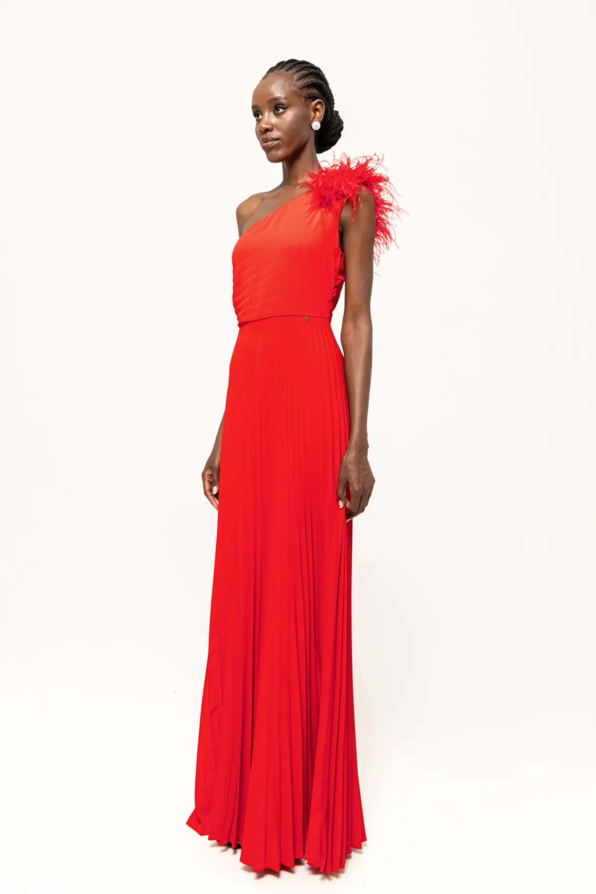 Cheap Feather trimmed pleated dress Dresses