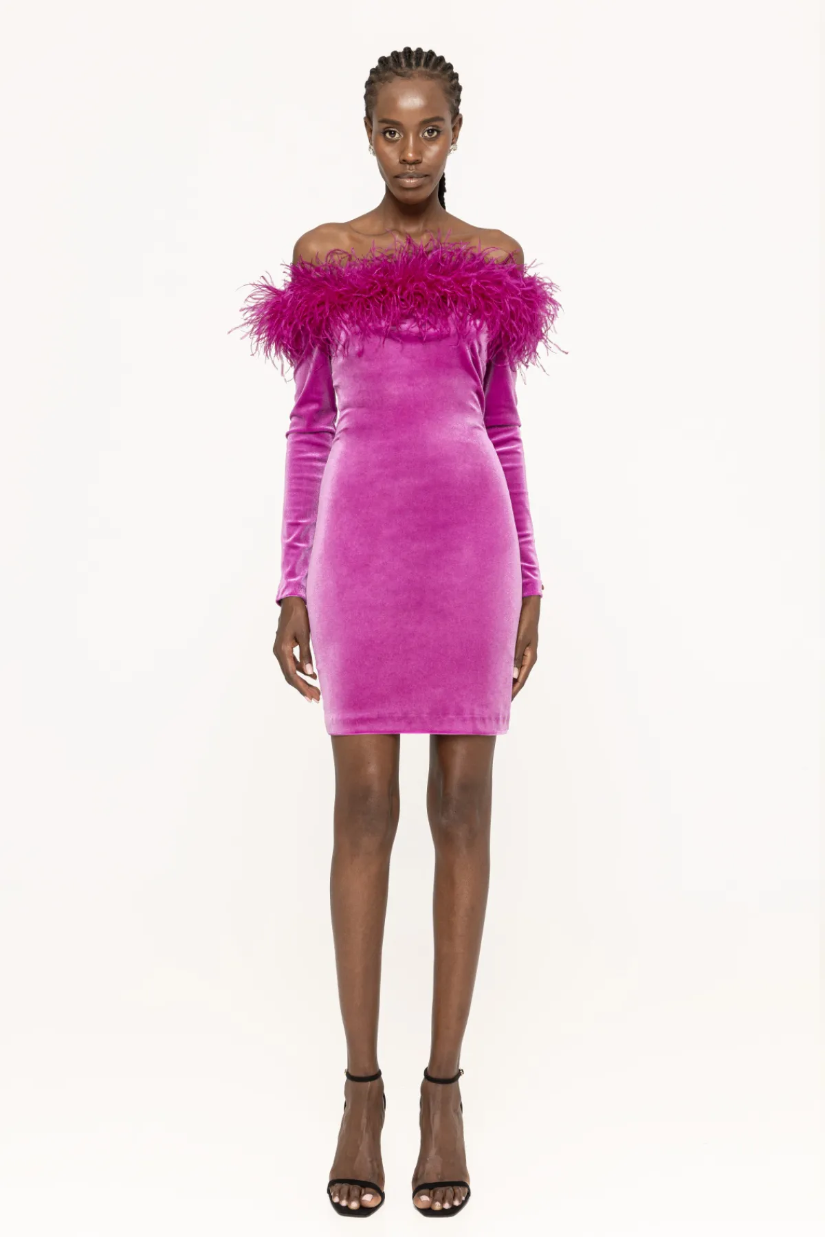 Cheap Feather trimmed velvet dress Dresses