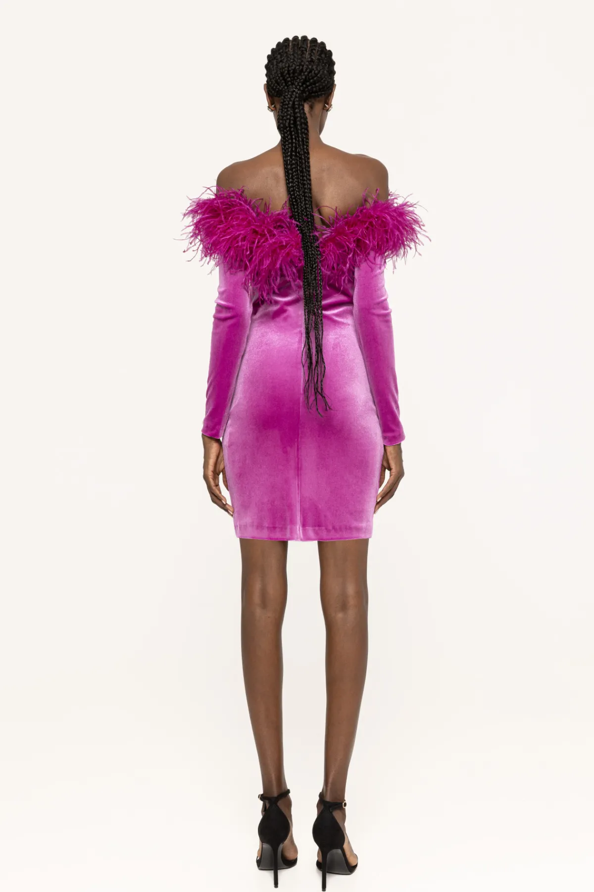 Cheap Feather trimmed velvet dress Dresses