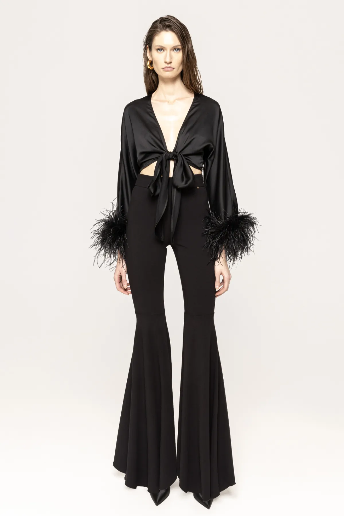 Store Feather-trim satin top Tops