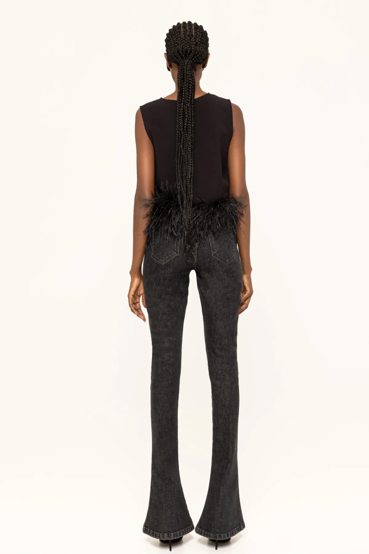 Sale Feather-trimmed crop top Tops