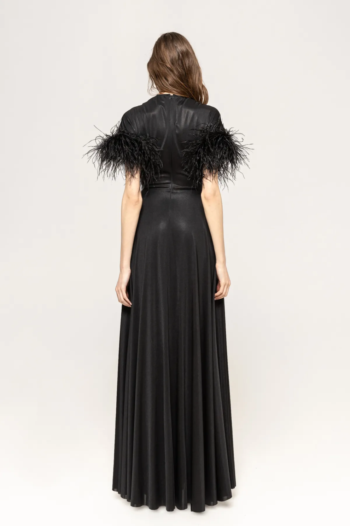 Fashion Feather-trimmed maxi dress Dresses