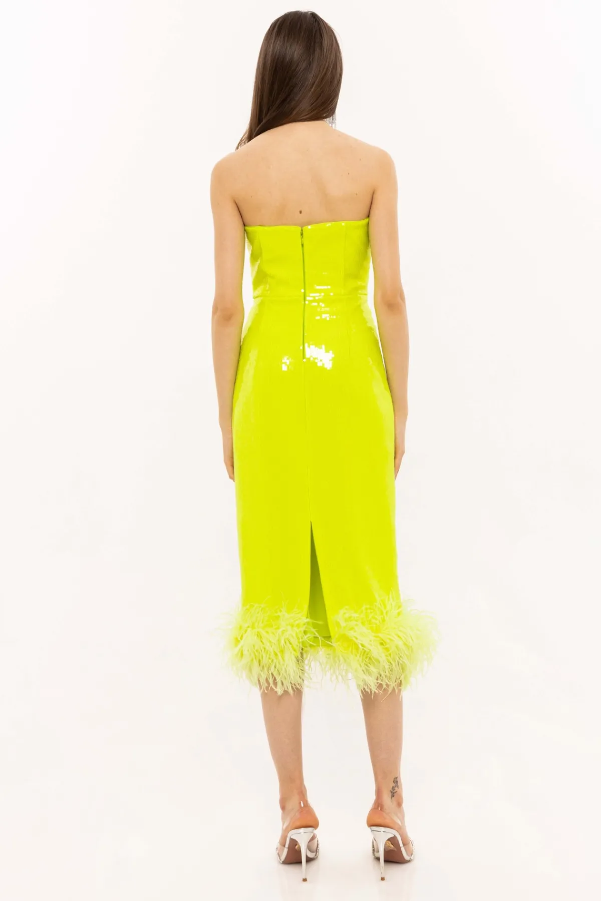 Best Sale Feather-trimmed sequined midi dress Dresses