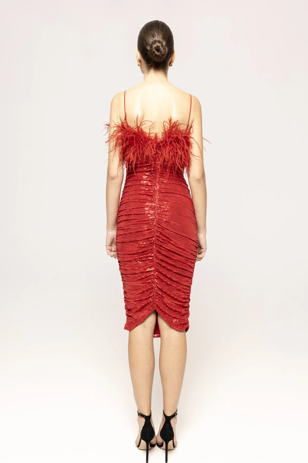 Sale Feather-trimmed sequined midi dress Dresses