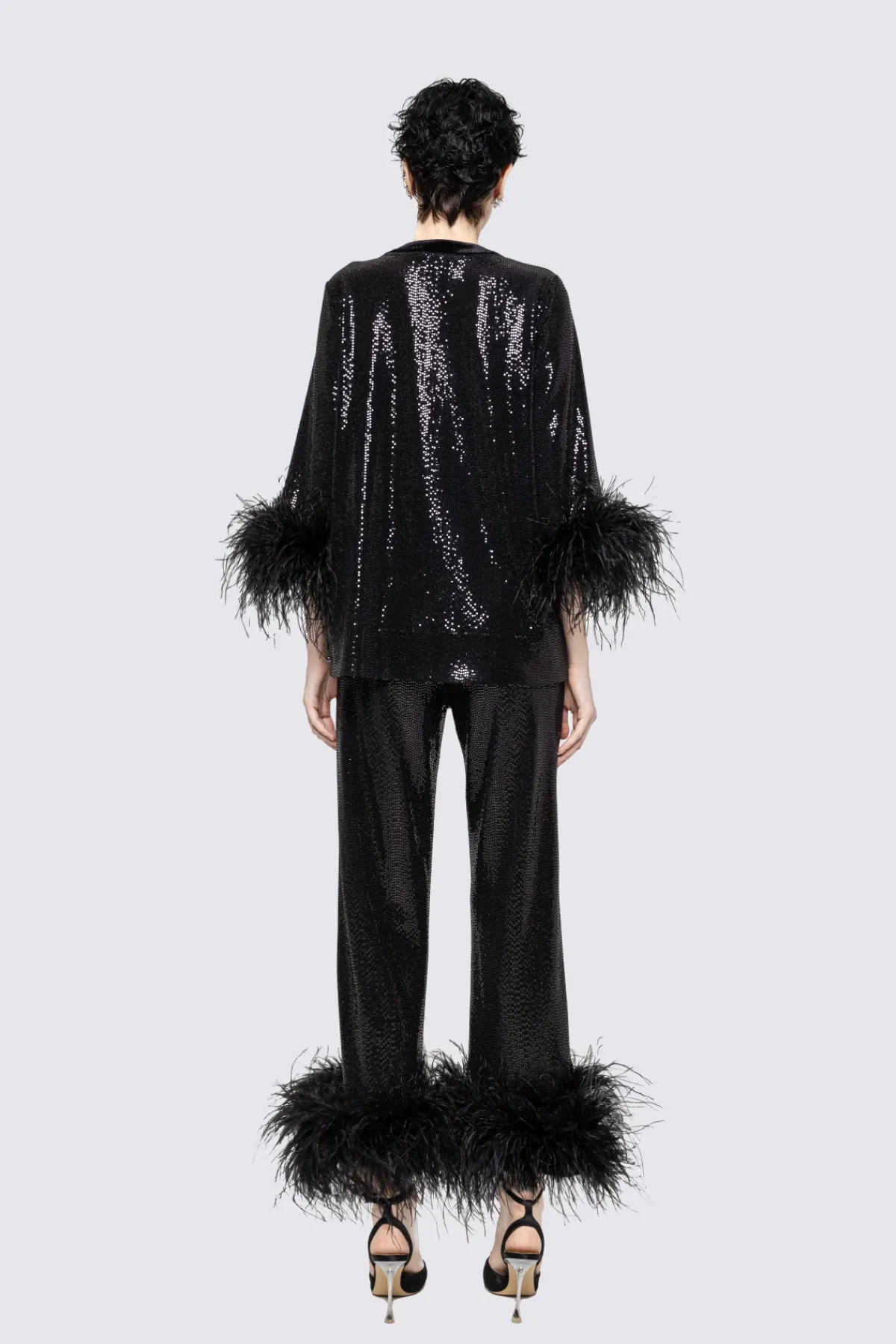 Clearance Feather-trimmed sequined pants Pants