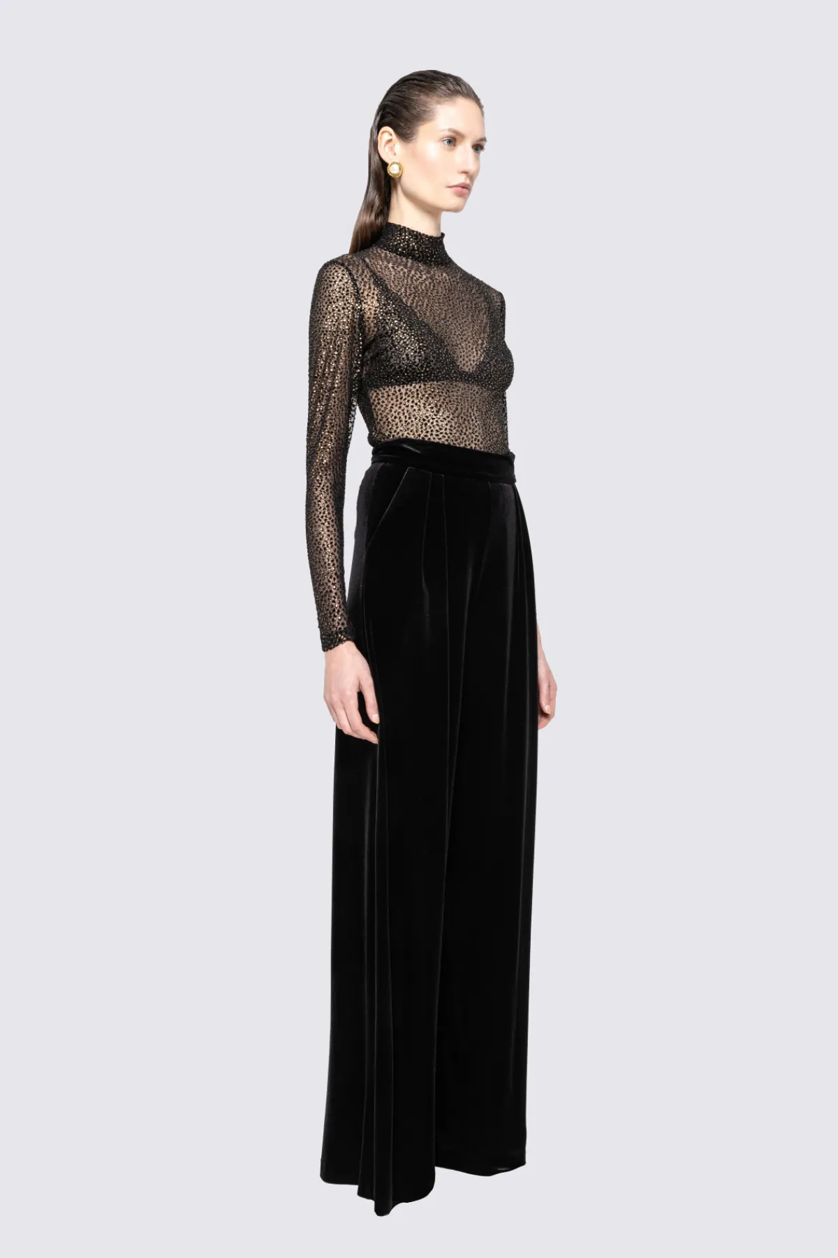 Cheap Flocked tulle top Tops