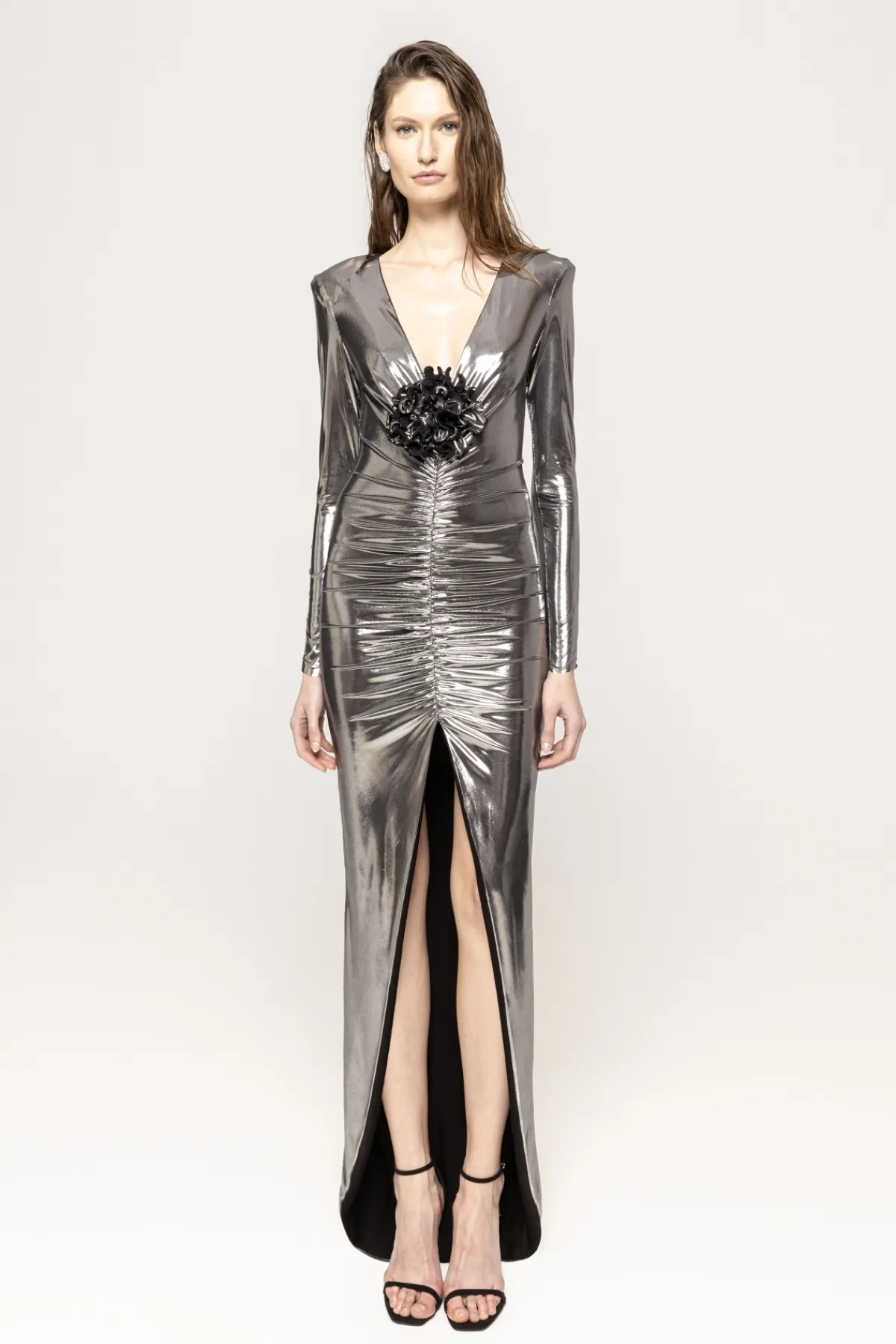 Online Floral-appliqué lamé dress Dresses