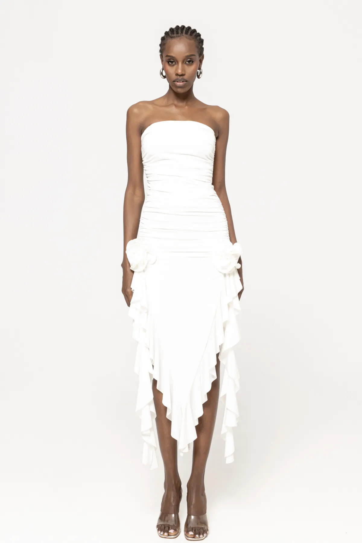Clearance Floral-appliqué midi dress Dresses