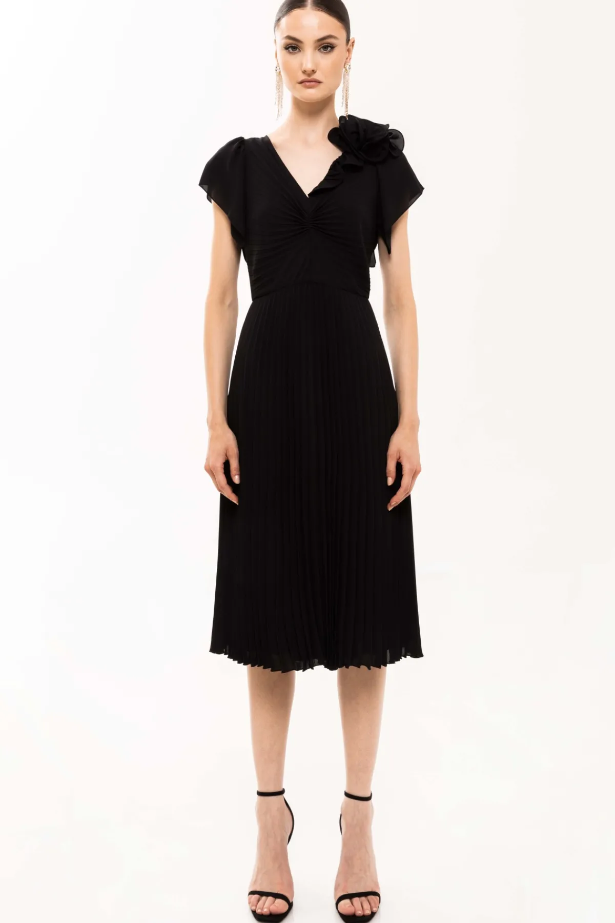 Best Floral-appliqué pleated dress Dresses