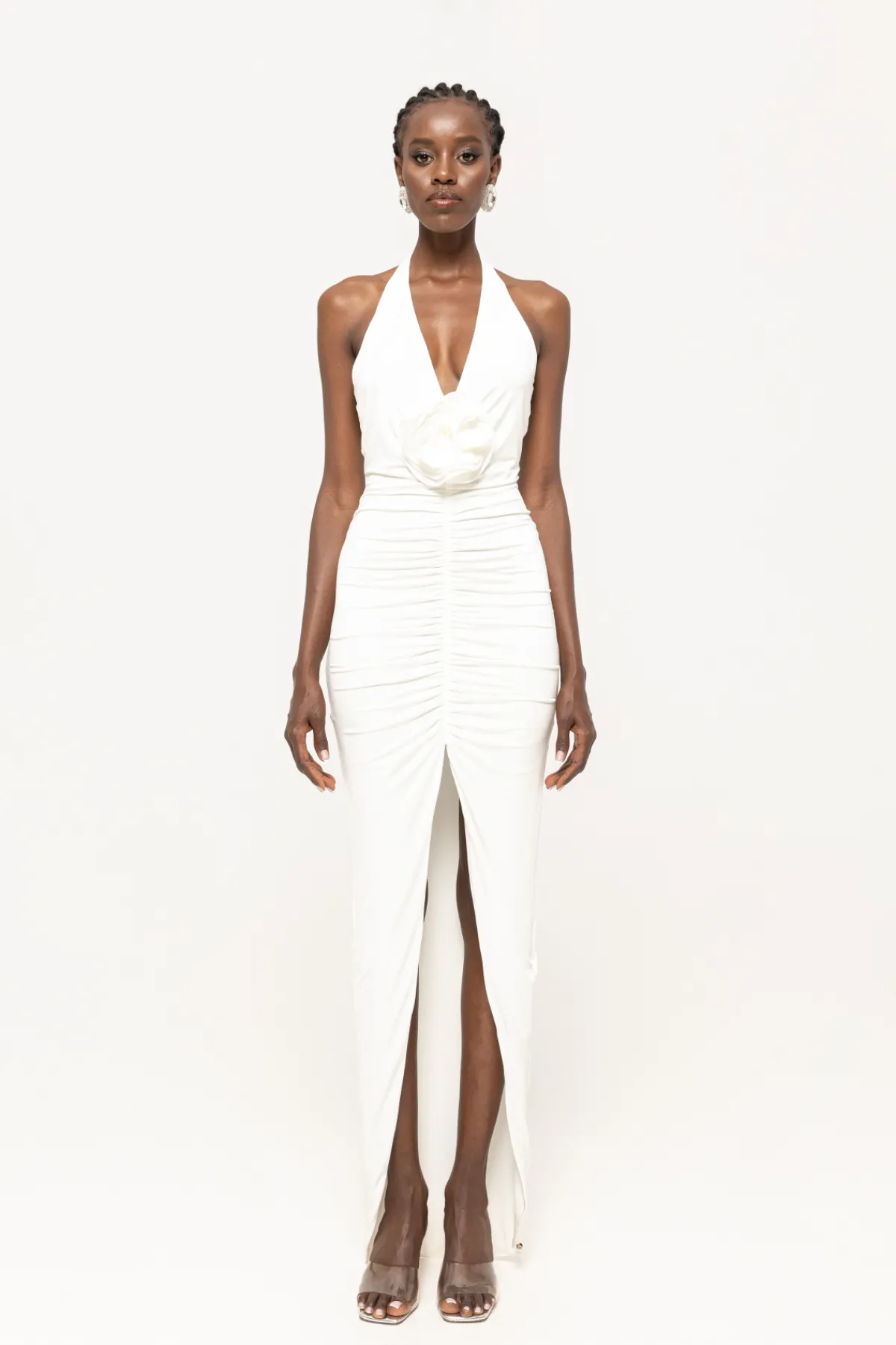 Clearance Floral-appliqué ruched maxi dress Dresses