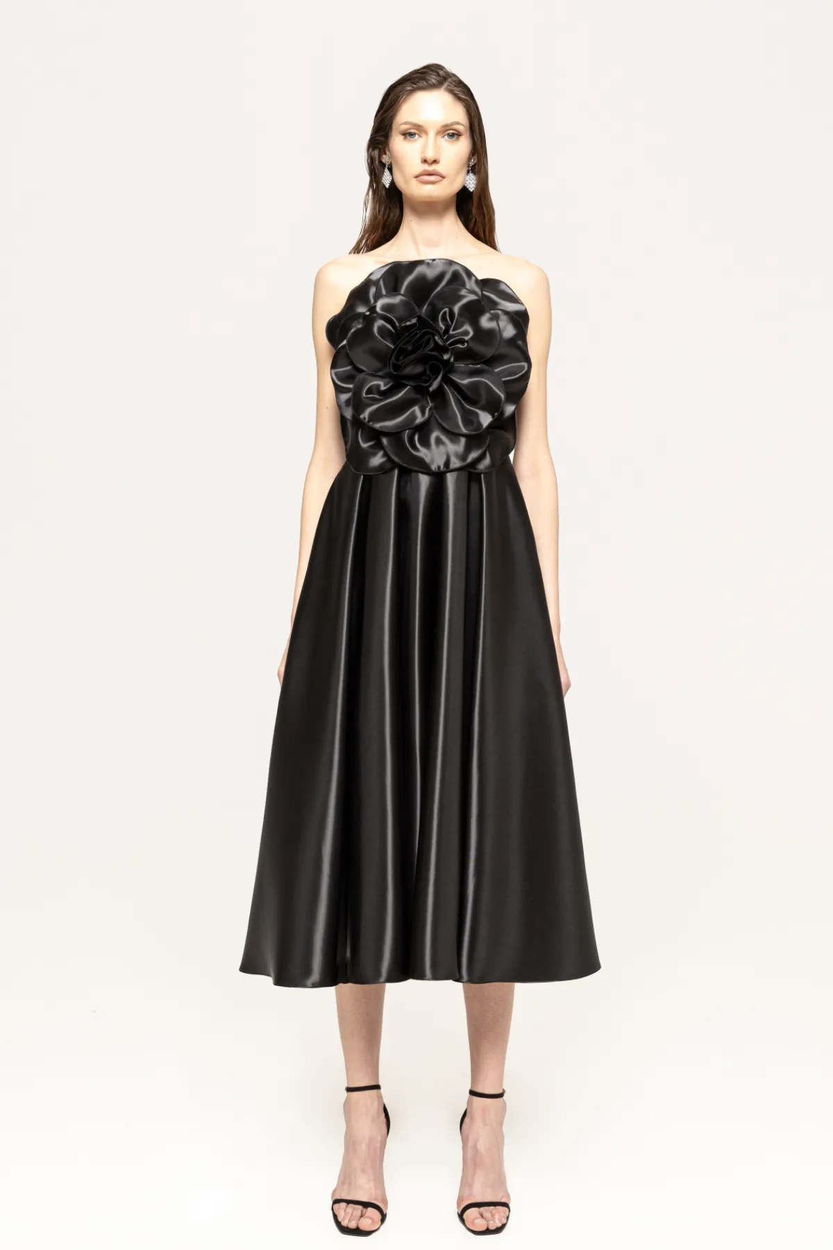 Cheap Floral-appliqué taffeta midi dress Dresses