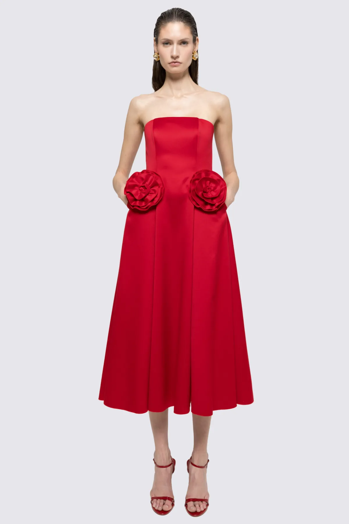 Cheap Floral-appliqué taffeta midi dress Dresses