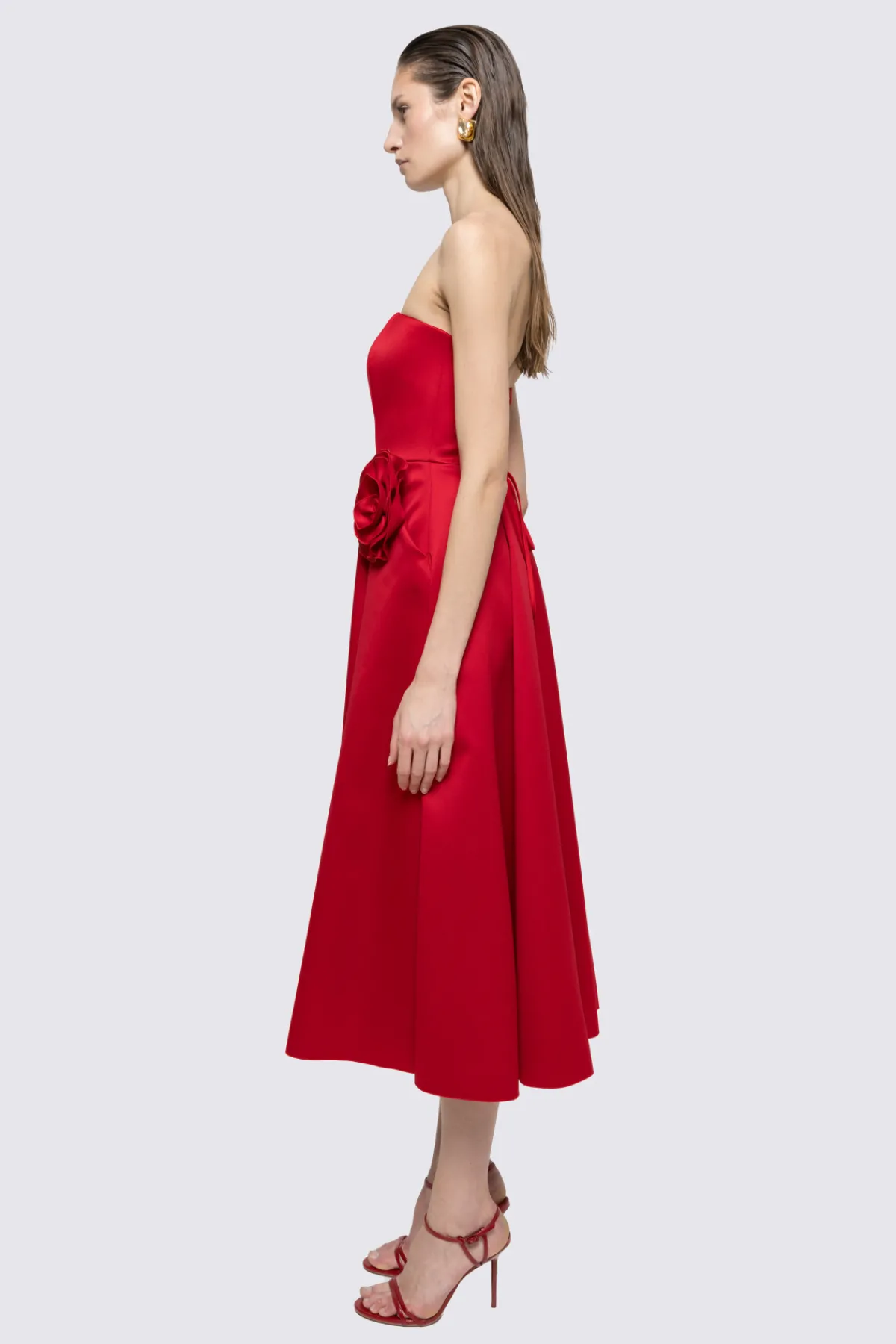 Cheap Floral-appliqué taffeta midi dress Dresses