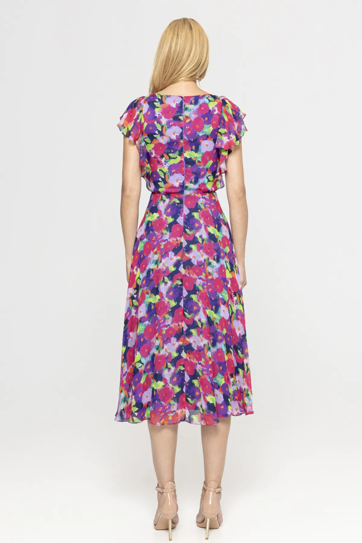 Shop Floral-appliqué viscose dress Dresses