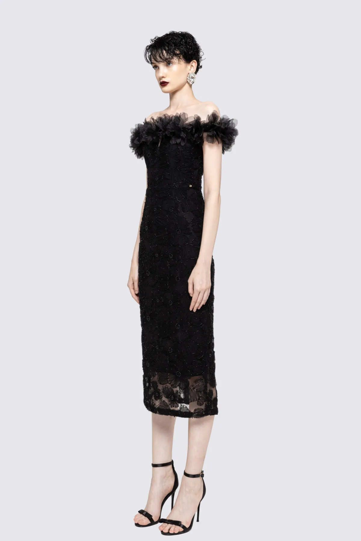 Outlet Floral-detail lace midi dress Dresses