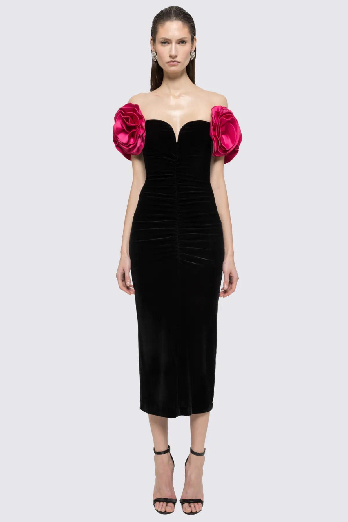 Hot Floral-detail velvet midi dress Dresses