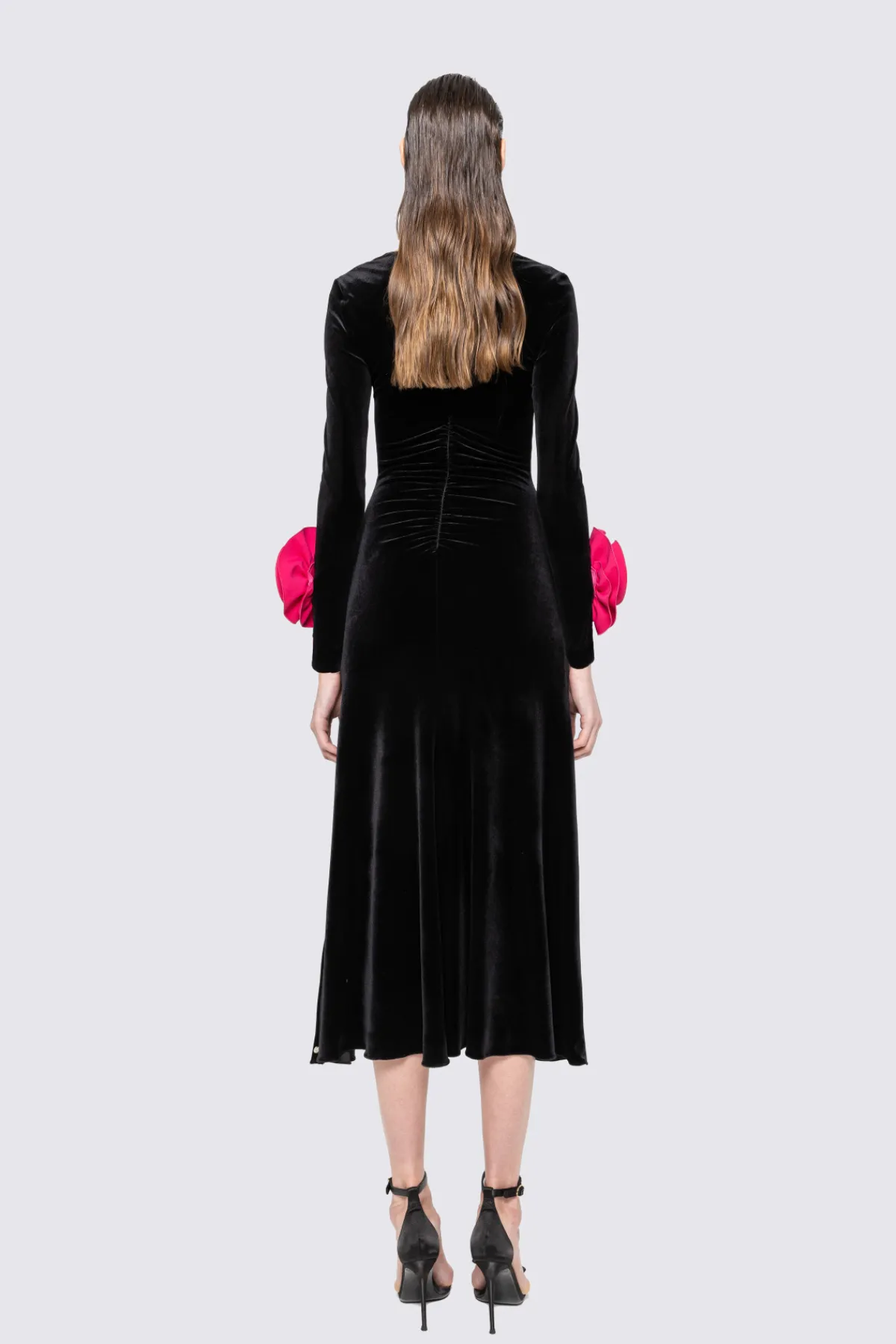 Sale Floral-detail velvet midi dress Dresses