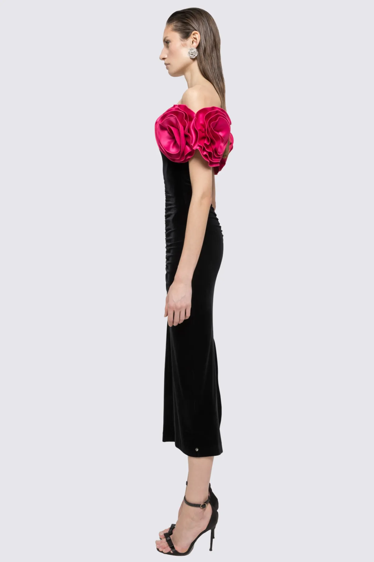 Hot Floral-detail velvet midi dress Dresses