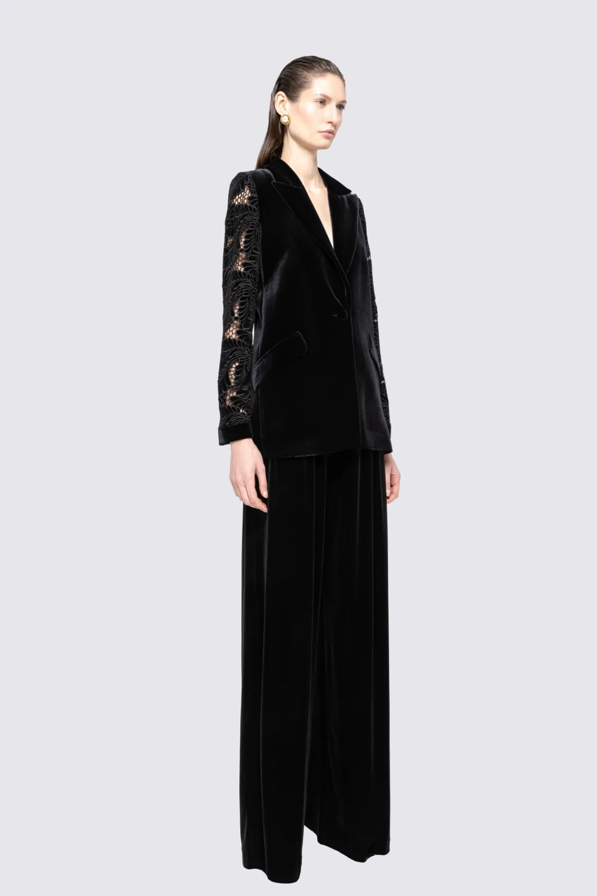 Online Floral-embroidered velvet blazer Jackets