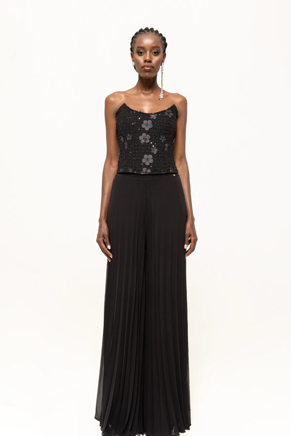 Cheap Flower-detail bouclé corset Tops