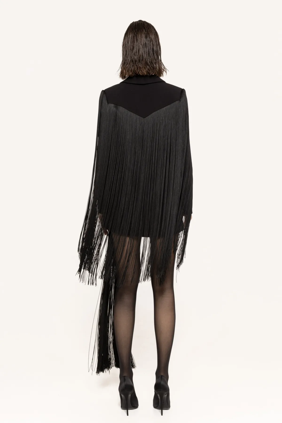 Cheap Fringe-trim single-breasted blazer Jackets