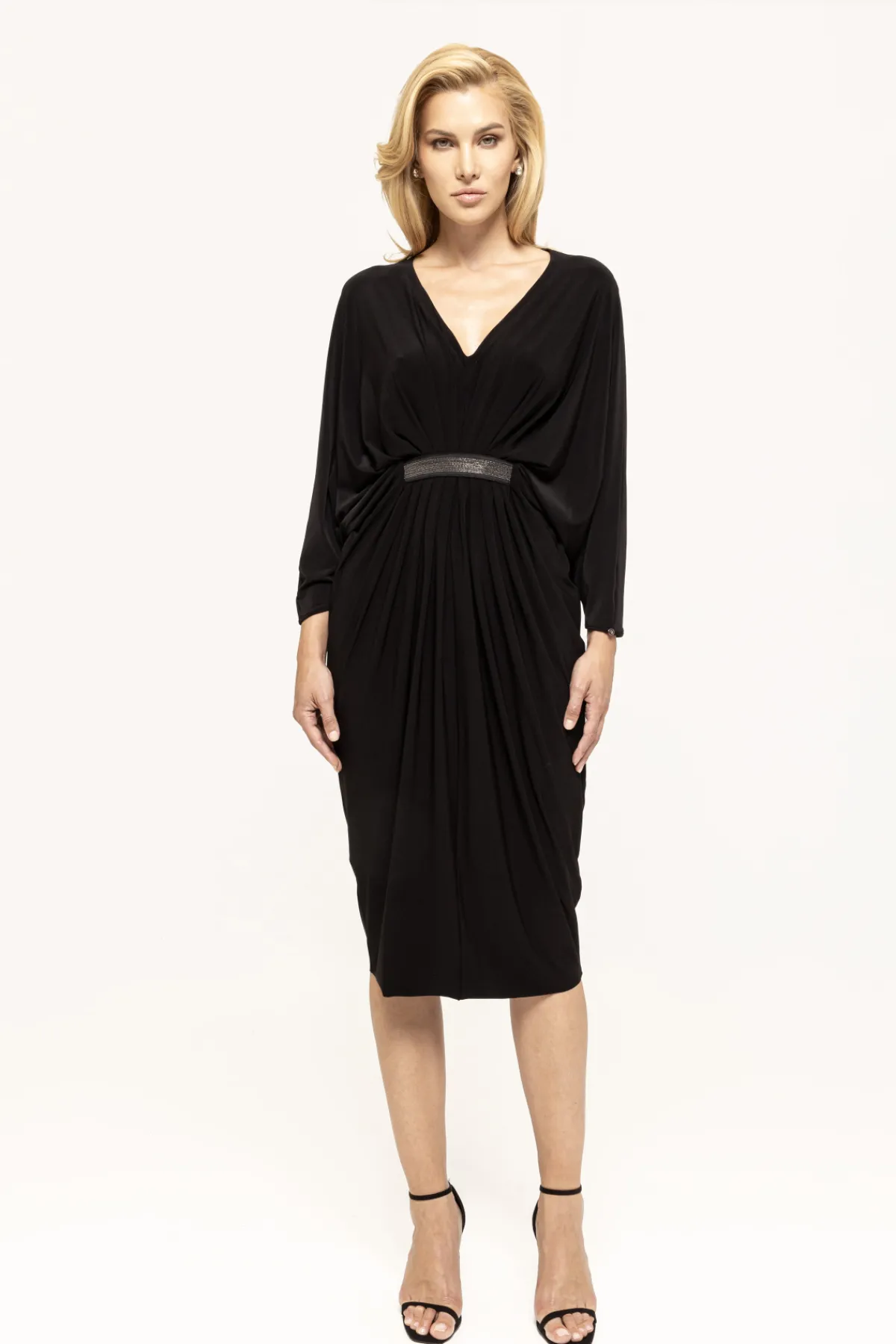 Fashion Gathered butterfly-sleeve dress Dresses