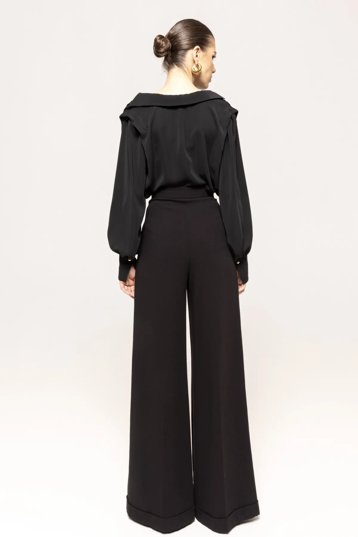 Fashion Gathered-drape long-sleeve top Tops