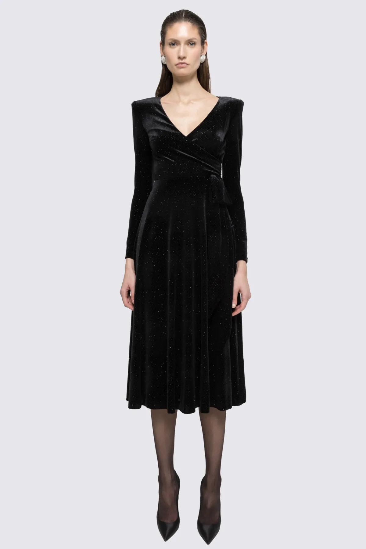 Hot Glitter-detail velvet midi dress Dresses
