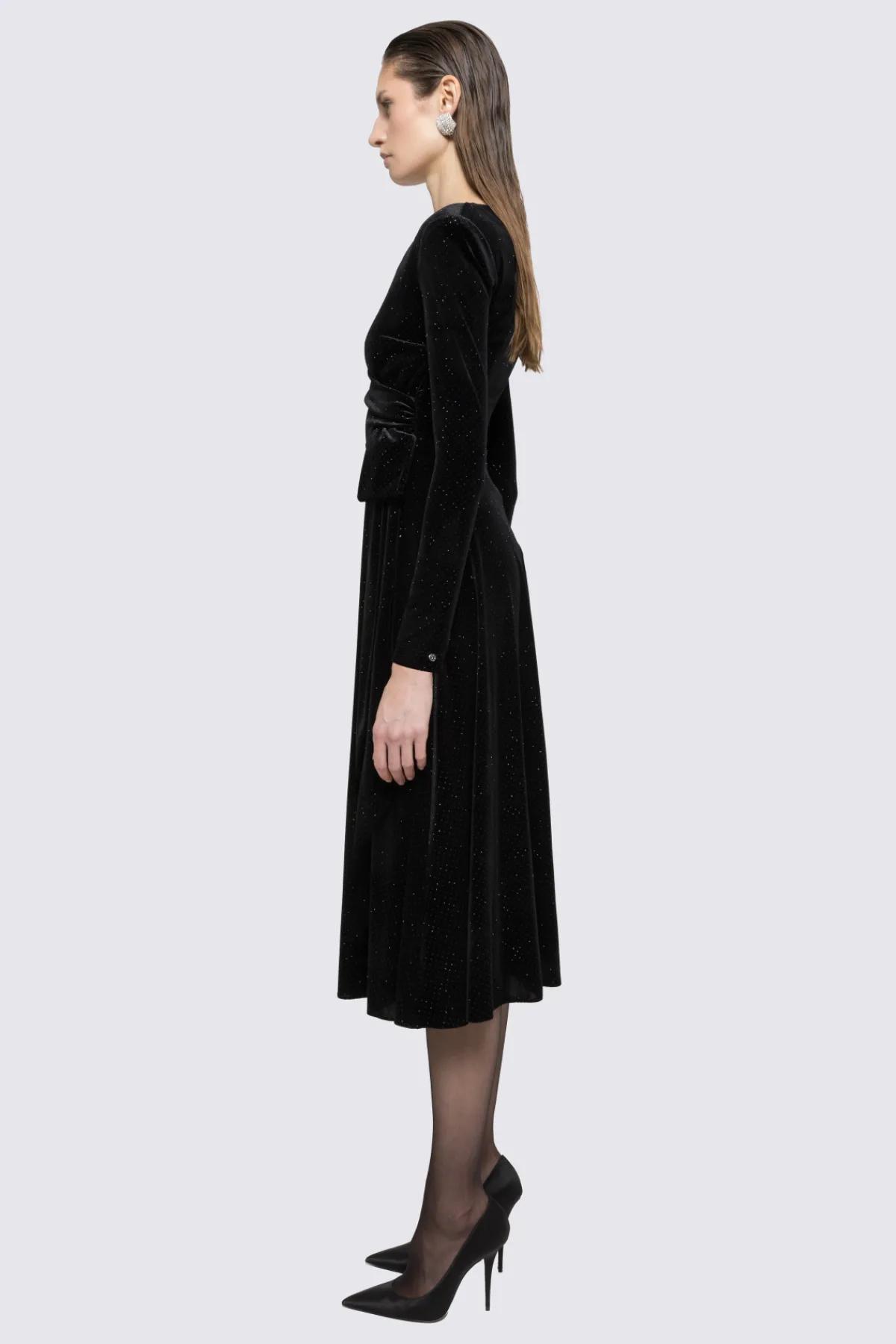 Hot Glitter-detail velvet midi dress Dresses