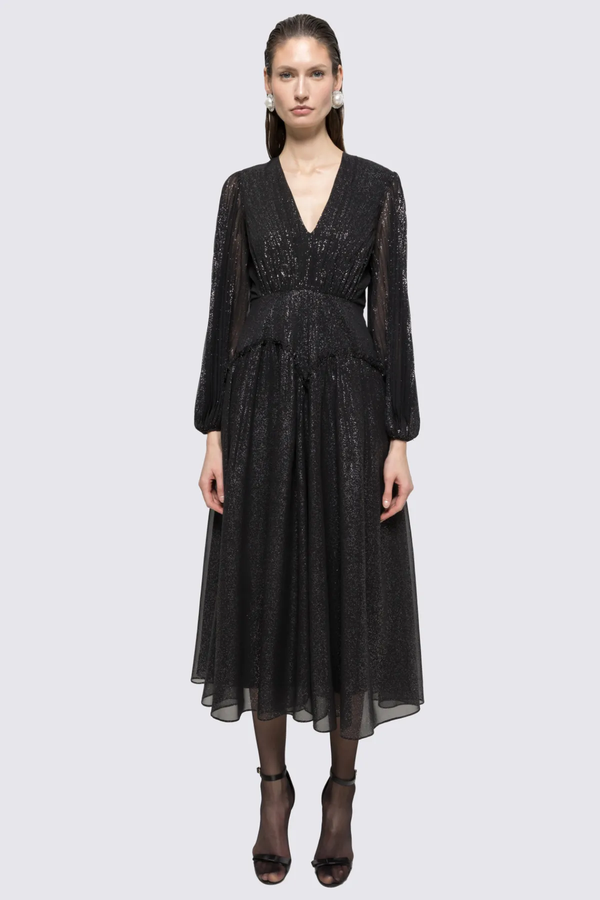Cheap Glitter-embellished chiffon midi dress Dresses