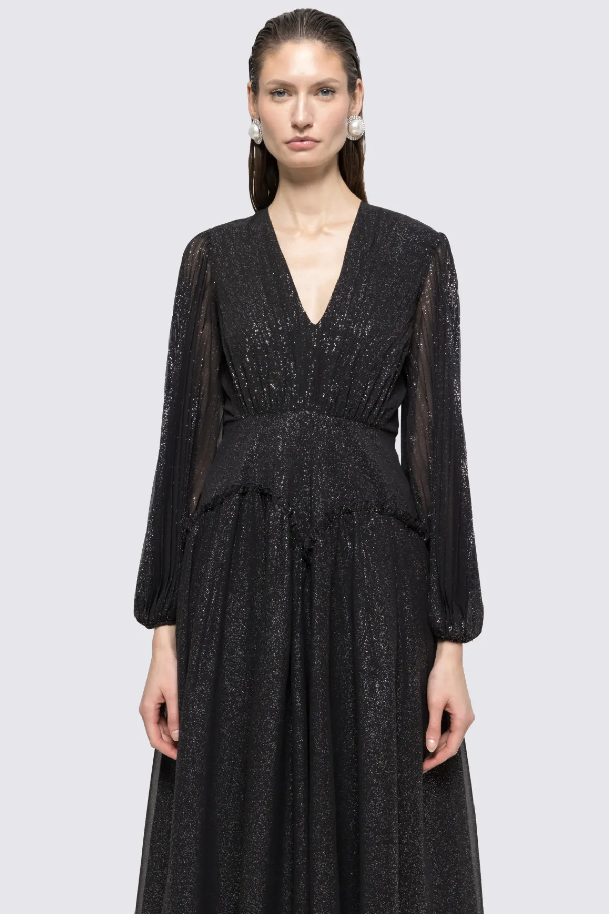 Cheap Glitter-embellished chiffon midi dress Dresses