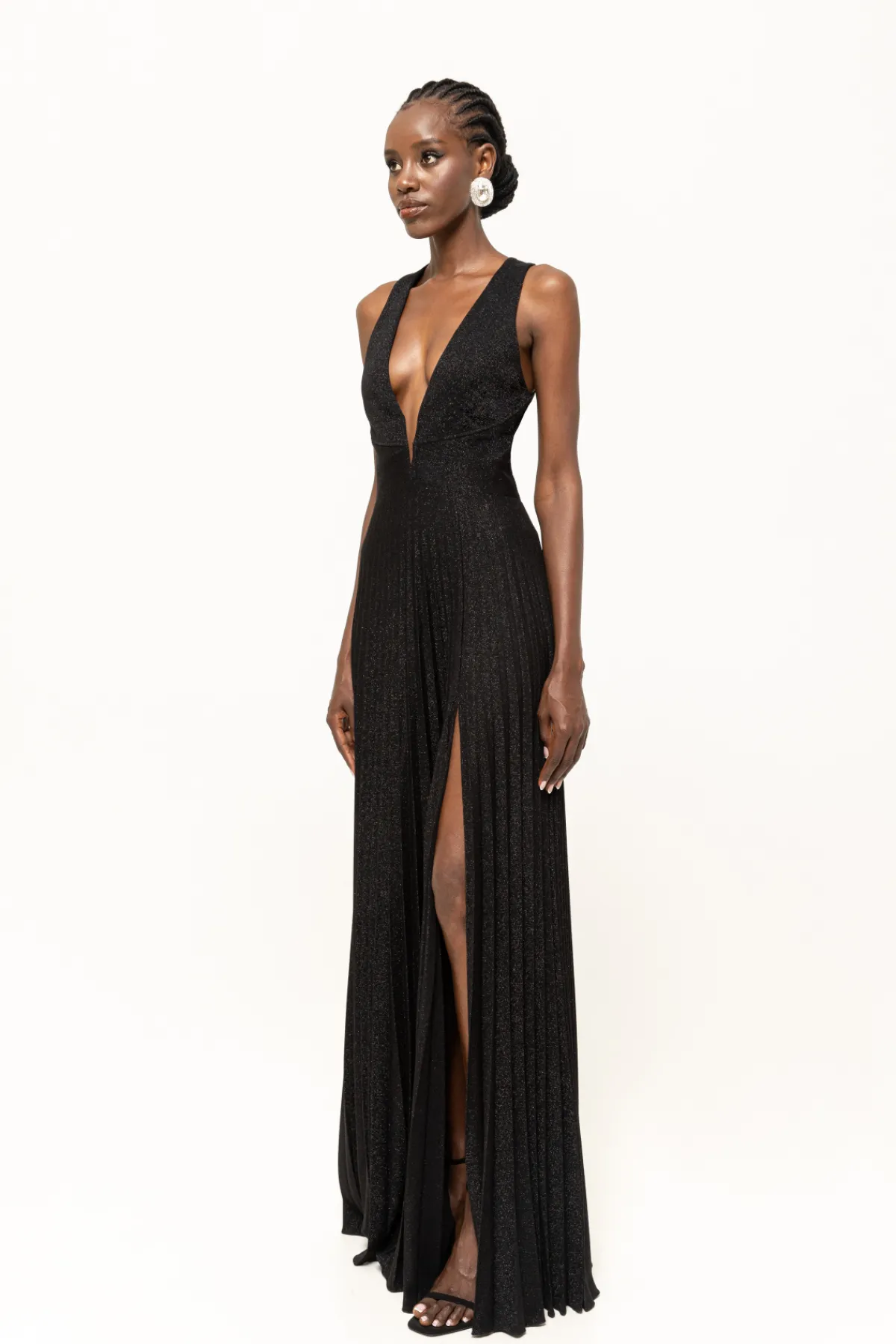 New Glittery plissé-effect maxi dress Dresses