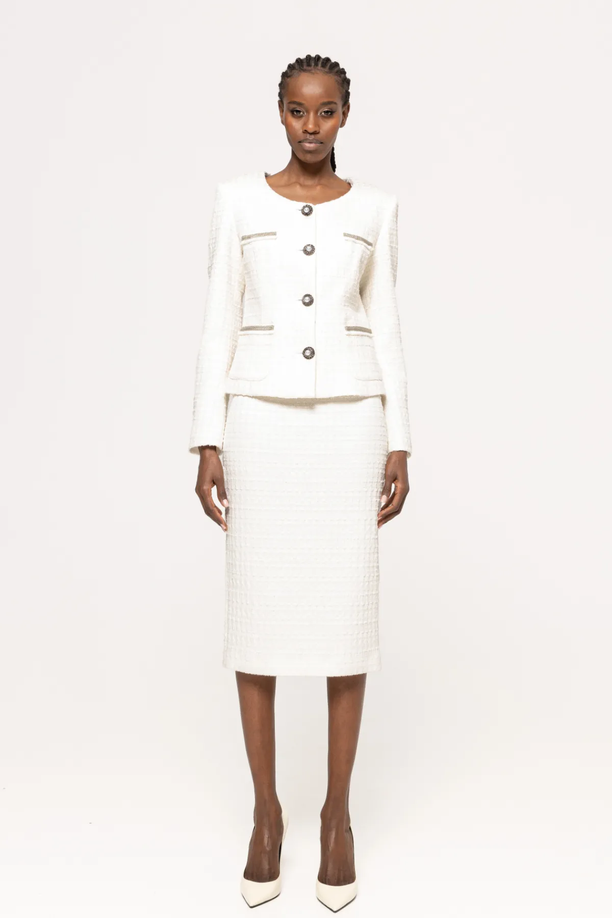 Hot High waisted bouclé midi skirt Skirts