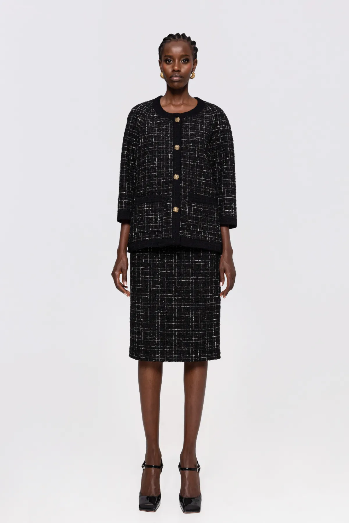 New High-waist bouclé midi skirt Skirts