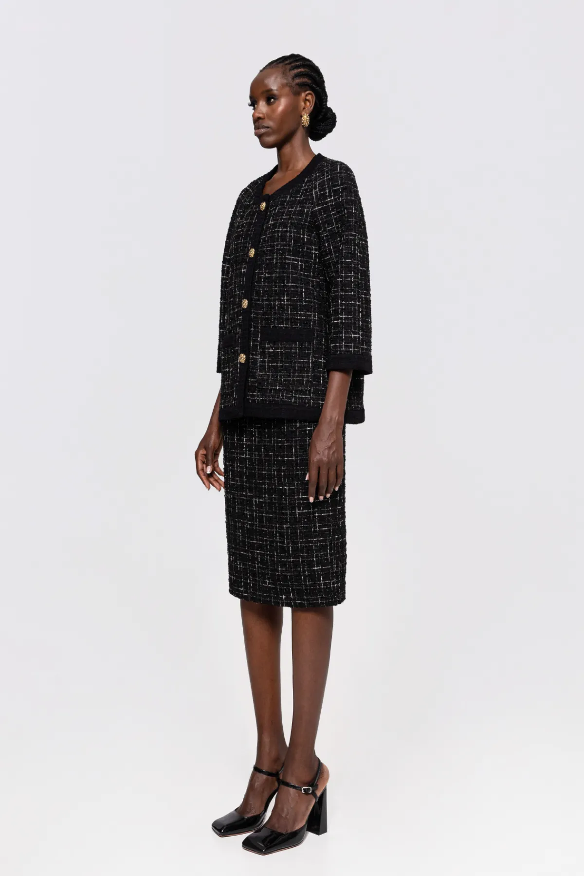 New High-waist bouclé midi skirt Skirts