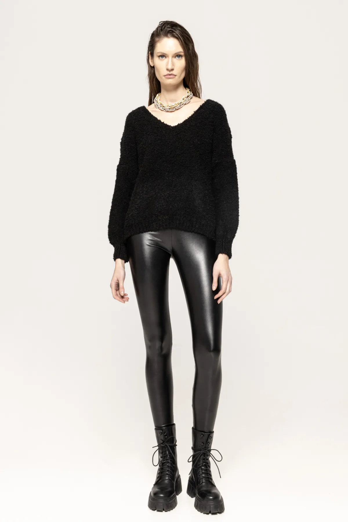 Fashion High-waist faux-leather leggings Leather | Pants