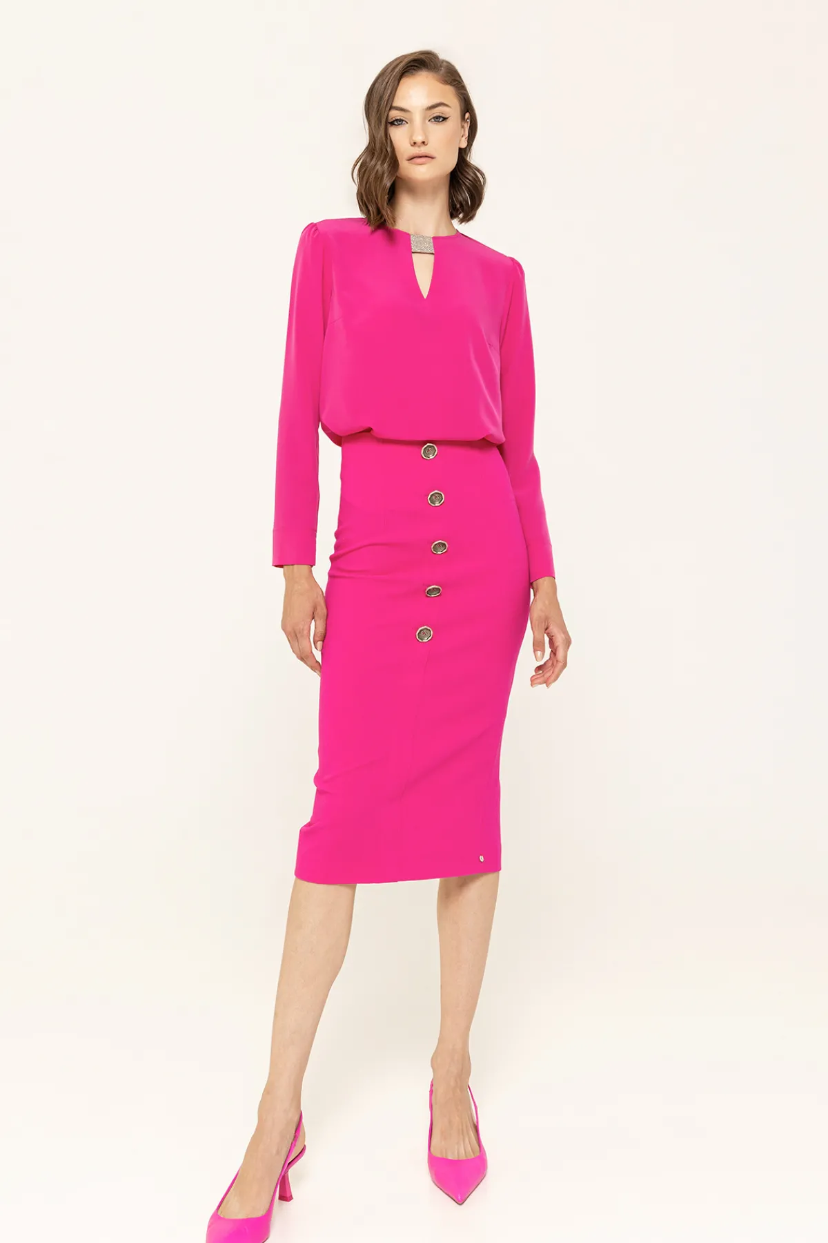 Fashion High-waisted buttoned skirt Skirts