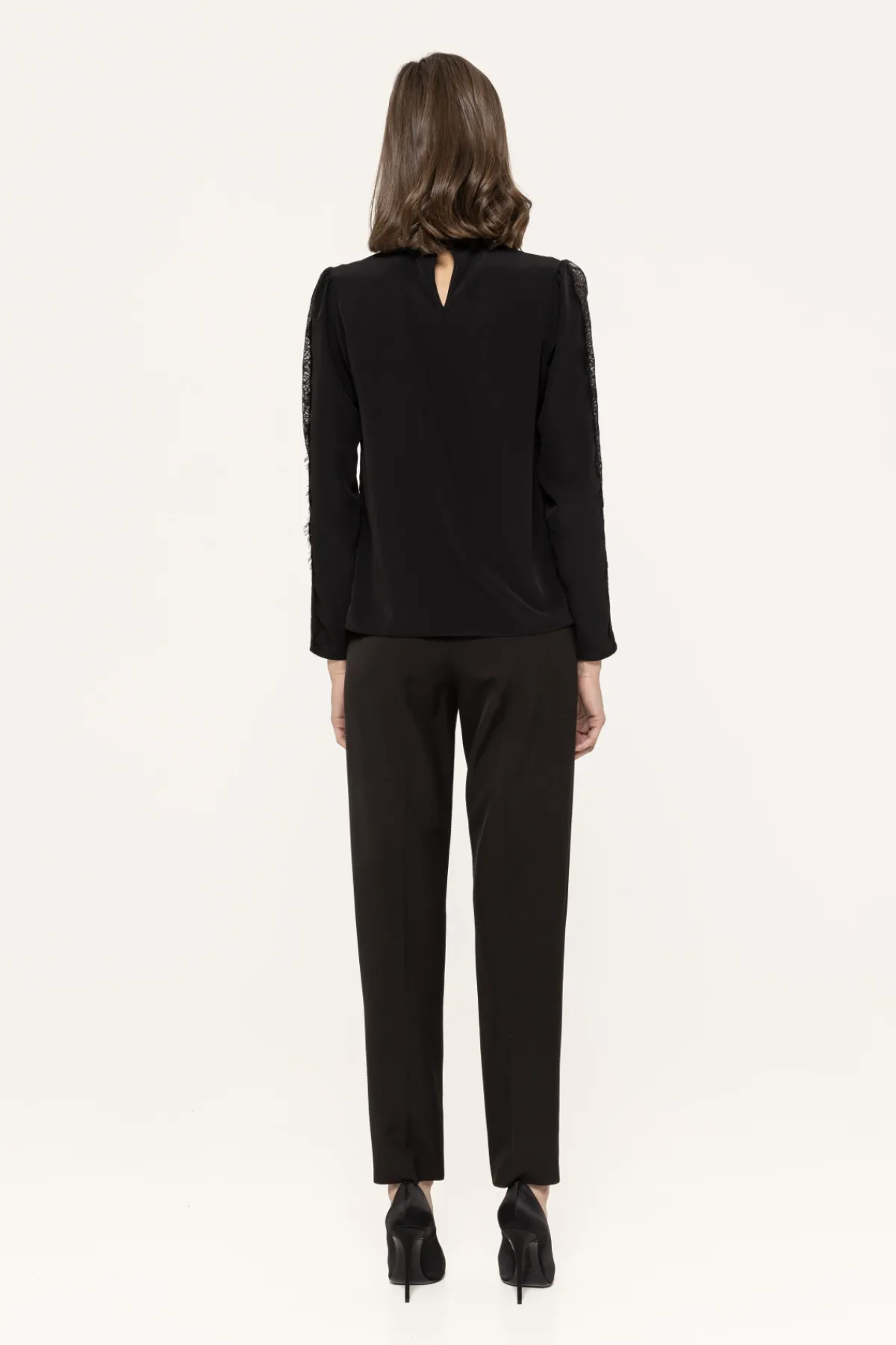 Hot High-waisted lace-trim pants Pants