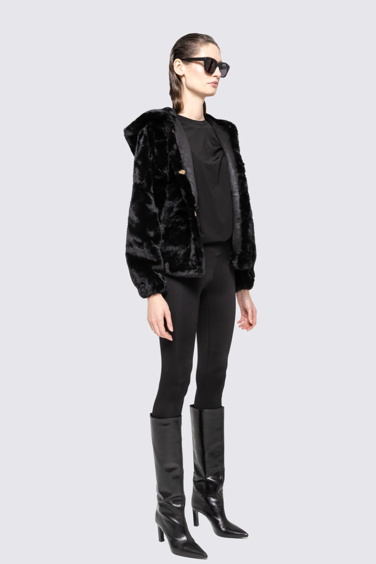 Shop Hooded faux-fur jacket Furs