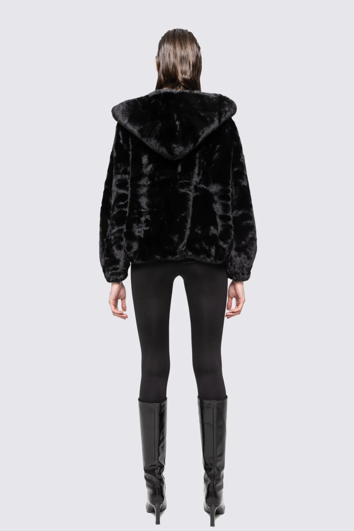 Shop Hooded faux-fur jacket Furs