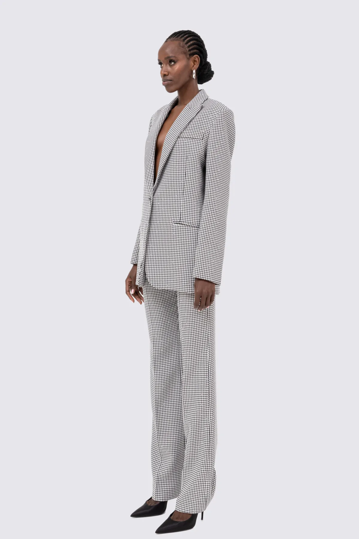 Cheap Houndstooth high-rise pants Pants