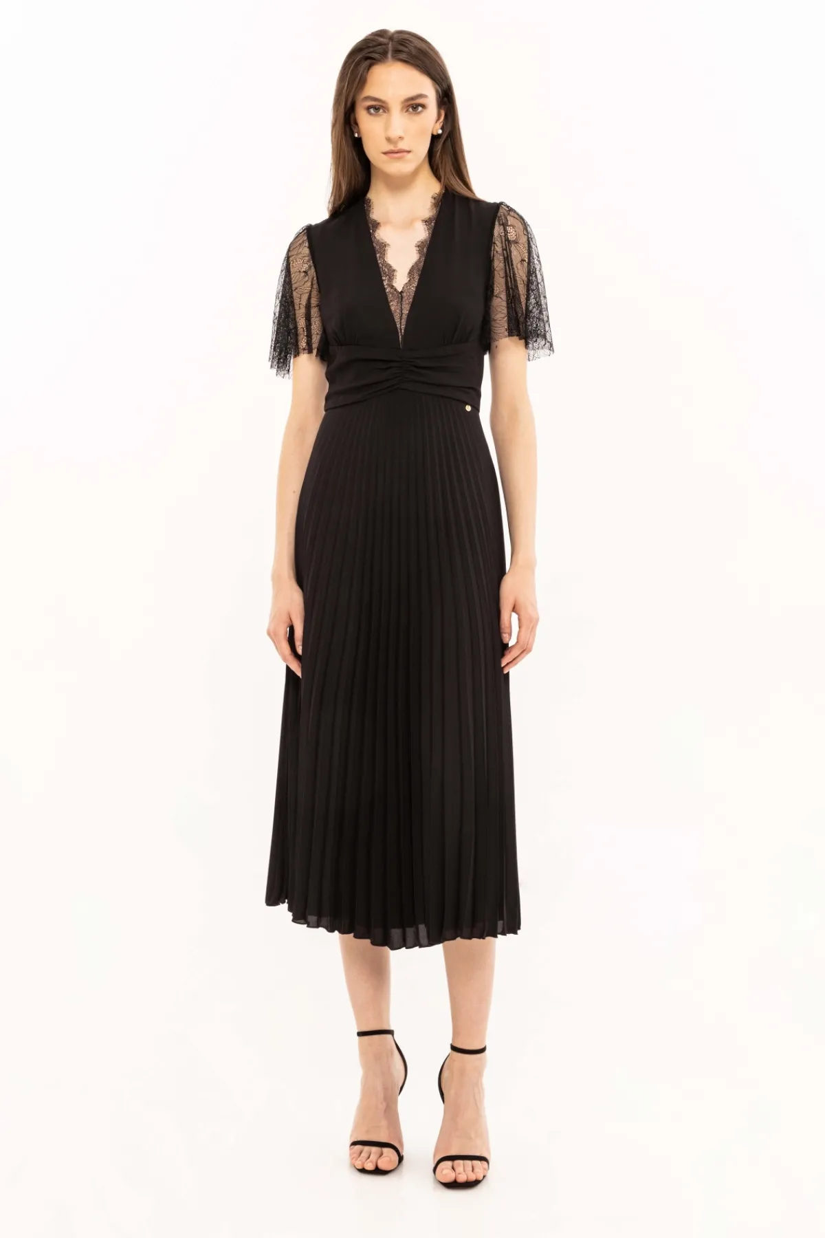 Flash Sale Lace detail pleated dress Dresses