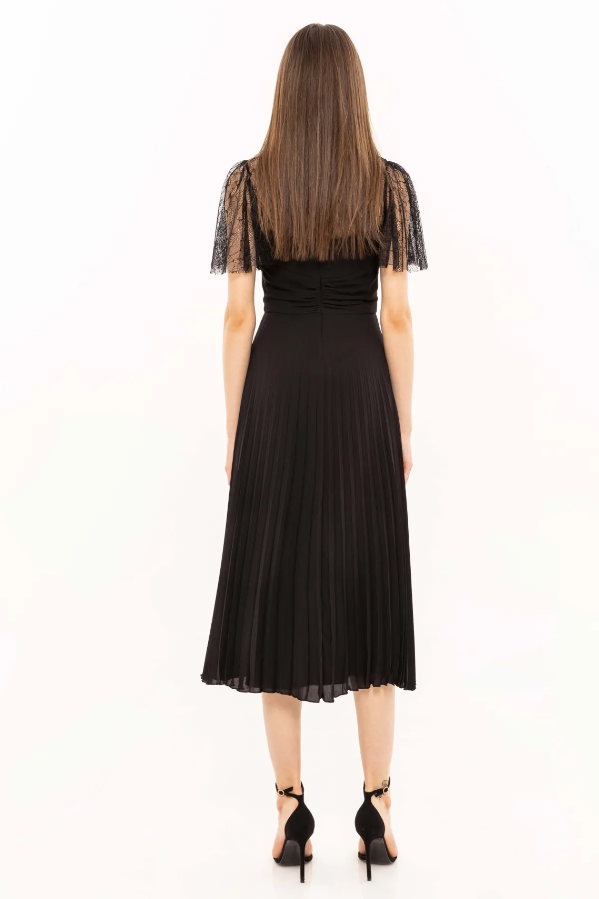 Flash Sale Lace detail pleated dress Dresses