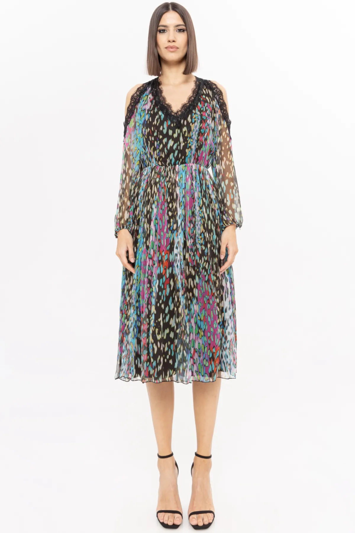 Outlet Lace detail silk dress Dresses