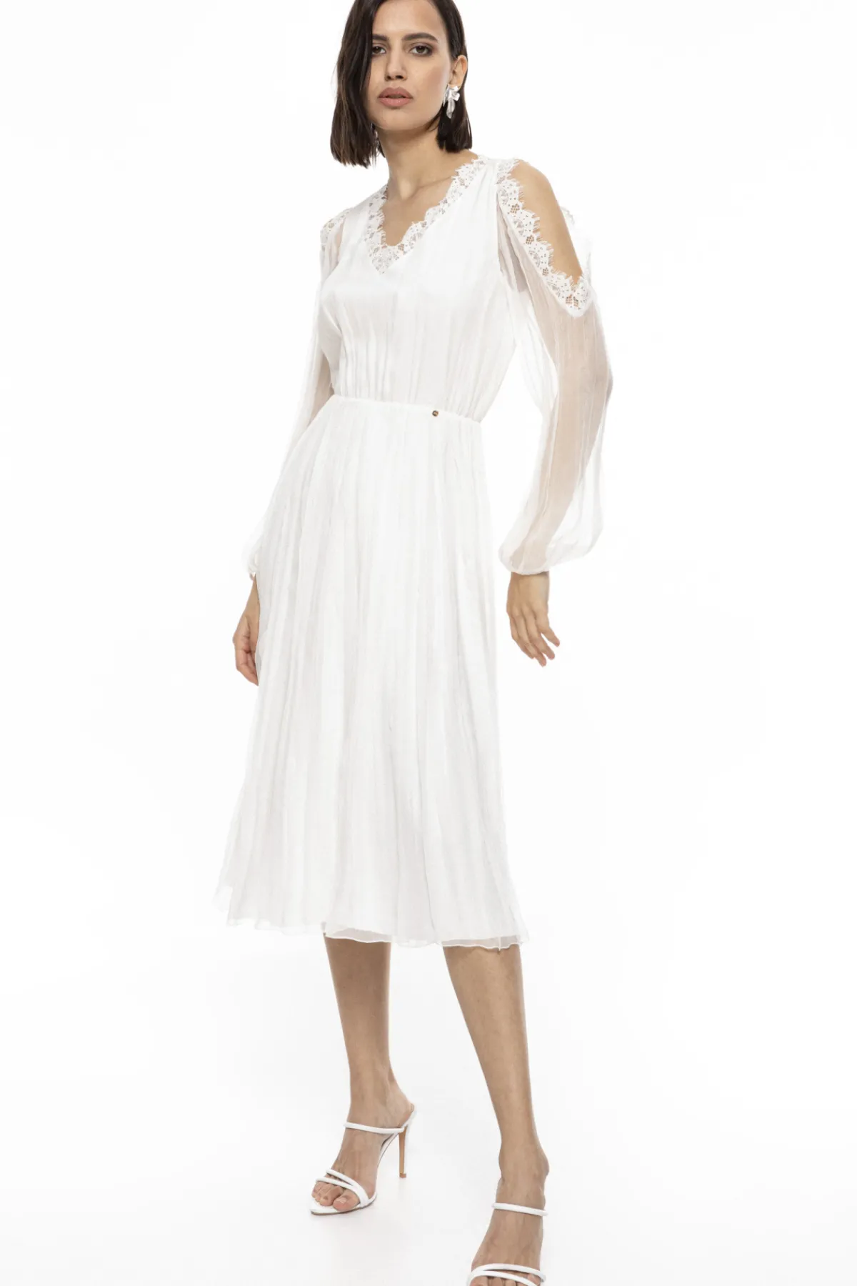 Flash Sale Lace detail silk midi dress Dresses