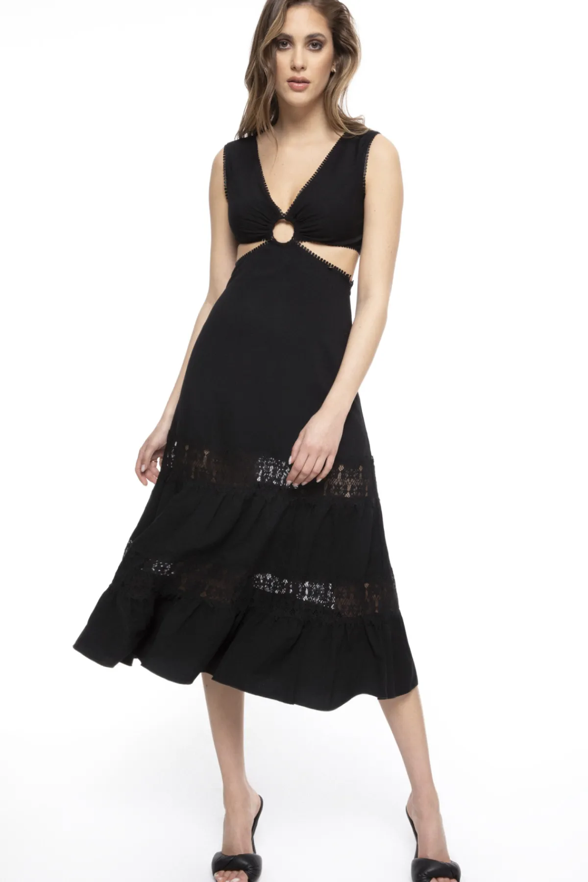 Online Lace detail viscose dress Dresses