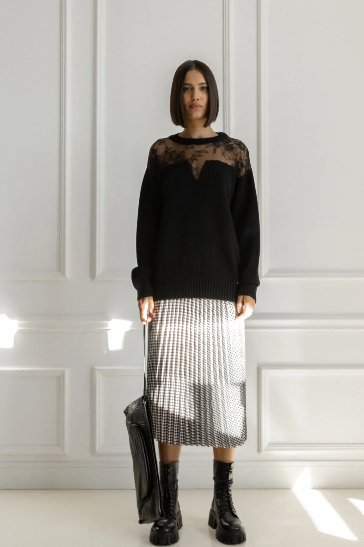 Online Lace detail wool sweater Knitwear