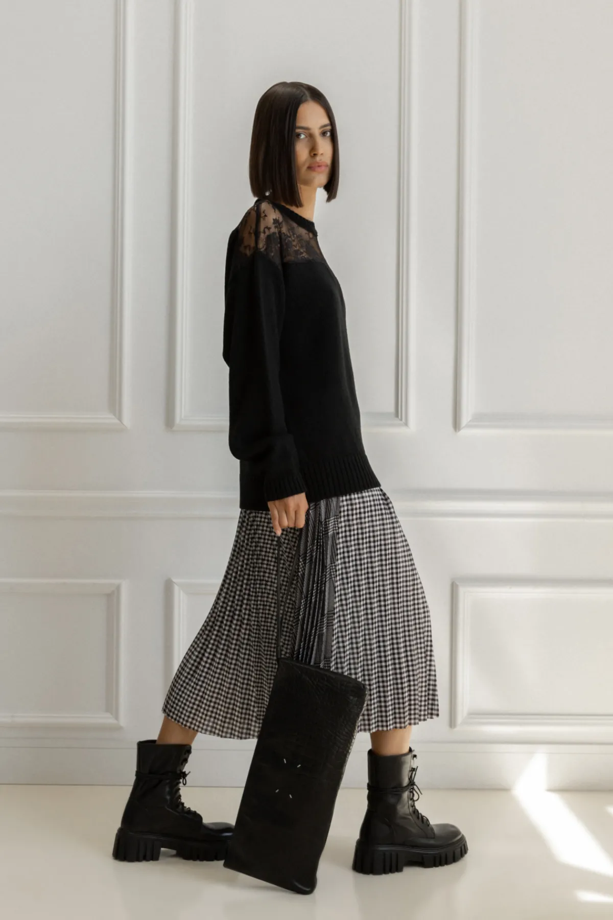 Online Lace detail wool sweater Knitwear