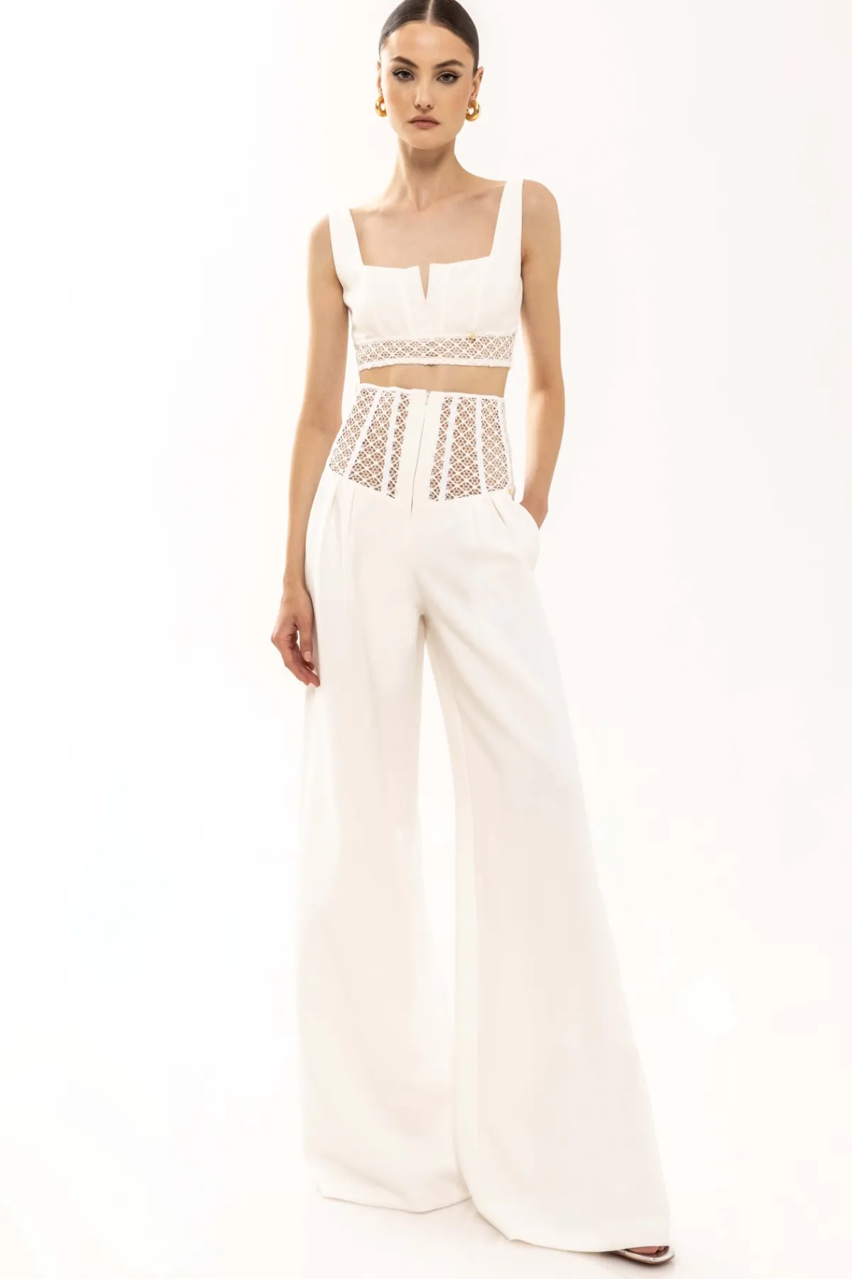 Sale Lace insert crop top Tops