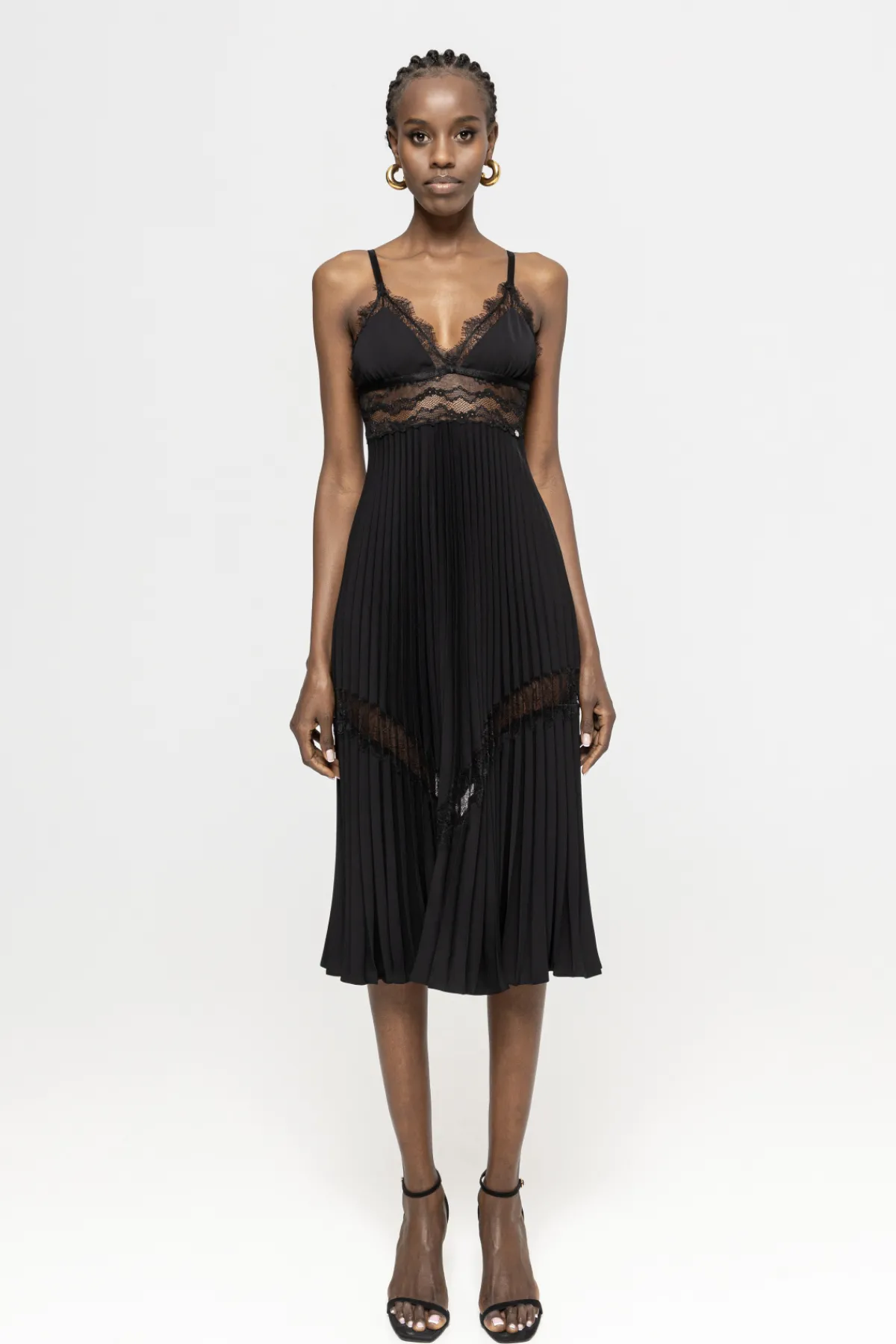 New Lace insert pleated midi dress Dresses